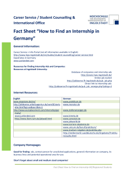 Fact Sheet “How to Find an Internship in Germany”