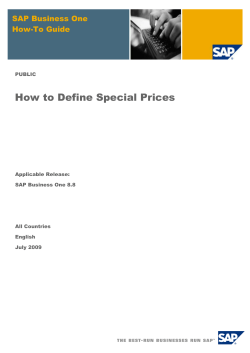 How to Define Special Prices SAP Business One How-To Guide