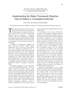 T Implementing the Water Framework Directive: How to Define a “Competent Authority”
