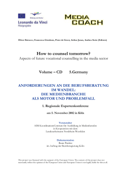 How to counsel tomorrow? Volume – CD 5.Germany