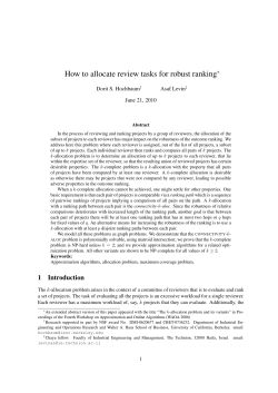 How to allocate review tasks for robust ranking ∗ Dorit S. Hochbaum