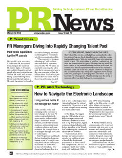 PR Managers Diving Into Rapidly Changing Talent Pool