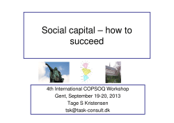 Social capital – how to succeed 4th International COPSOQ Workshop