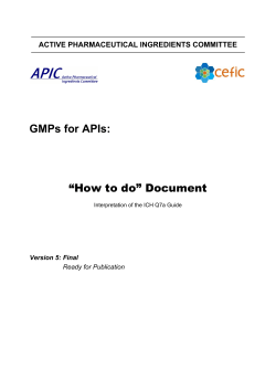 GMPs for APIs: “How to do” Document ACTIVE PHARMACEUTICAL INGREDIENTS COMMITTEE