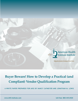 Buyer Beware! How to Develop a Practical (and American Health Sciences Institute