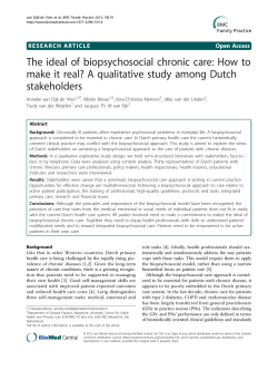 The ideal of biopsychosocial chronic care: How to stakeholders