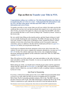 Tips on How-to Transfer your Title in NYS.