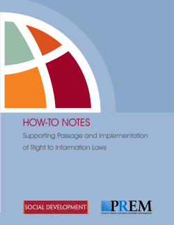 HOW-TO NOTES Supporting Passage and Implementation of Right to Information Laws