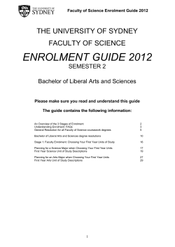 ENROLMENT GUIDE 2012 THE UNIVERSITY OF SYDNEY FACULTY OF SCIENCE