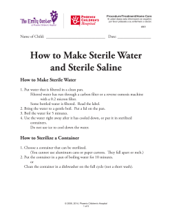 How to Make Sterile Water and Sterile Saline