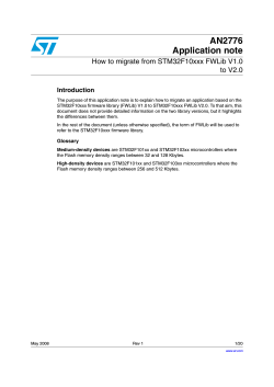 AN2776 Application note How to migrate from STM32F10xxx FWLib V1.0 to V2.0