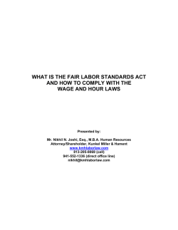 WHAT IS THE FAIR LABOR STANDARDS ACT WAGE AND HOUR LAWS