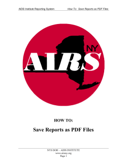 Save Reports as PDF Files HOW TO: NYS DOH – AIDS INSTITUTE