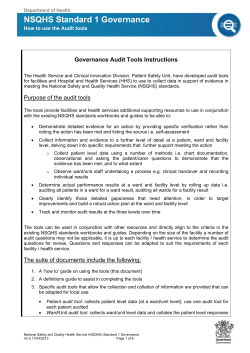 NSQHS Standard 1 Governance Governance Audit Tools Instructions