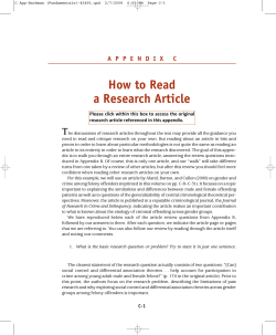 How to Read a Research Article T