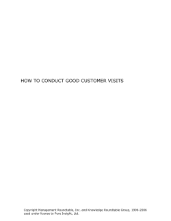 HOW TO CONDUCT GOOD CUSTOMER VISITS