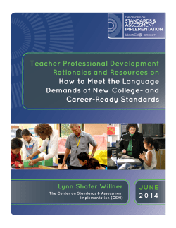 Teacher Professional Development Rationales and Resources on  How to Meet the Language