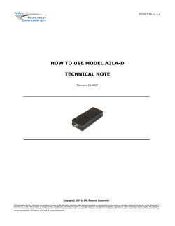 HOW TO USE MODEL A3LA-D  TECHNICAL NOTE TN2007-39-V3.4.0