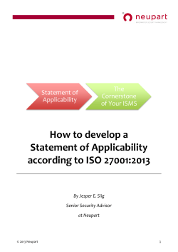 How to develop a Statement of Applicability according to ISO 27001:2013
