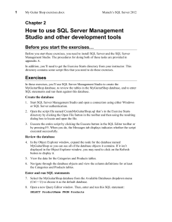 How to use SQL Server Management Studio and other development tools