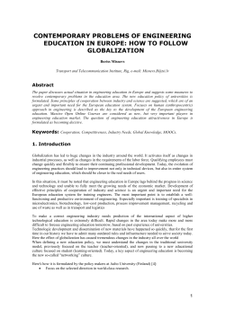 CONTEMPORARY PROBLEMS OF ENGINEERING EDUCATION IN EUROPE: HOW TO FOLLOW GLOBALIZATION Abstract