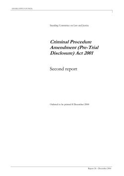 Criminal Procedure Amendment (Pre-Trial Disclosure) Act 2001 Second report