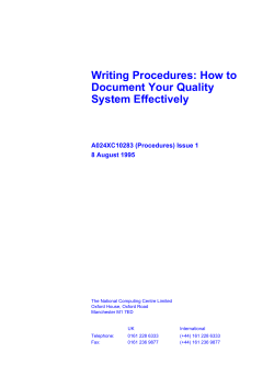 Writing Procedures: How to Document Your Quality System Effectively A024XC10283 (Procedures) Issue 1