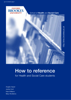 How to reference for Health and Social Care students Health ookes.ac.uk