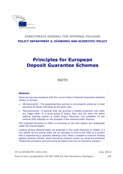 Principles for European Deposit Guarantee Schemes NOTE DIRECTORATE GENERAL FOR INTERNAL POLICIES
