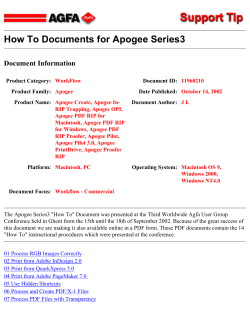 How To Documents for Apogee Series3 Document Information