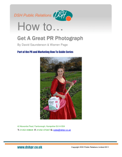 How to… Get A Great PR Photograph  www.dshpr.co.uk