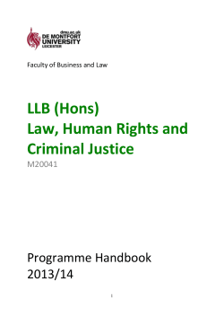 LLB (Hons) Law, Human Rights and Criminal Justice