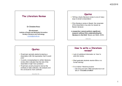 Quotes The Literature Review 4/22/2010