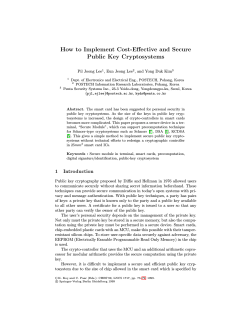 How to Implement Cost-Effective and Secure Public Key Cryptosystems Pil Joong Lee
