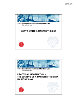 HOW TO WRITE A MASTER THESIS? PRACTICAL INFORMATION – MARITIME LAW