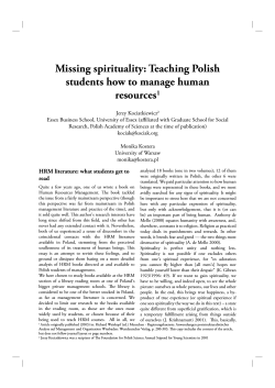 Missing spirituality: Teaching Polish students how to manage human resources 1