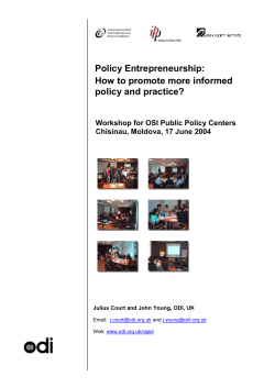 Policy Entrepreneurship: How to promote more informed policy and practice?