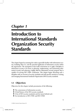 Introduction to International Standards Organization Security Standards