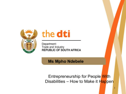 Ms Mpho Ndebele Entrepreneurship for People With 1