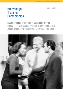 HANDBOOK FOR KTP ASSOCIATES HOW TO MANAGE YOUR KTP PROJECT