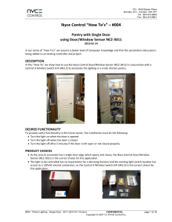 Nyce Control “How To’s” – #004  Pantry with Single Door
