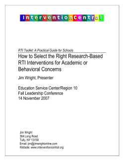 How to Select the Right Research-Based RTI Interventions for Academic or