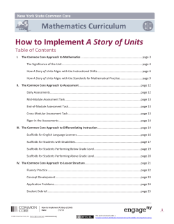 A Story of Units Mathematics Curriculum P-5 Table of Contents