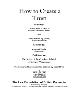 How to Create a Trust The Voice of the Cerebral Palsied