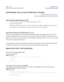 ListIt Module: How to set up 'Read more' function Stephen Owens www.Studio-Owens.com