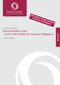 External Borders Fund – How to Meet Public Procurement Obligations 1