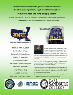 “How to Enter the NRE Supply Chain” Supply Chain Matchmaking Event