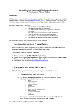 General Practice Cremorne (GPC) Privacy Statement- Protecting your Privacy Matters About GPC