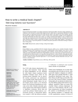 How to write a medical book chapter? 37 AKADEMİK YAZIMIN İNCELİKLERİ
