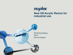 New HS Acrylic Resins for industrial use ECS Nuremberg 2013
